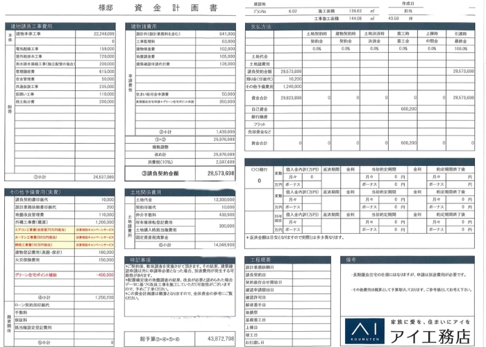 アイ工務店見積書