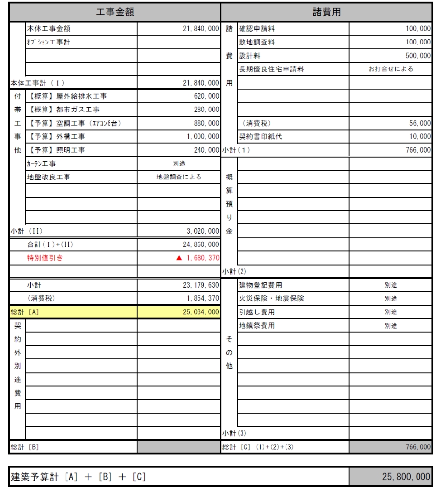 家の見積書