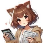 家の見積書と電卓を持っている女性