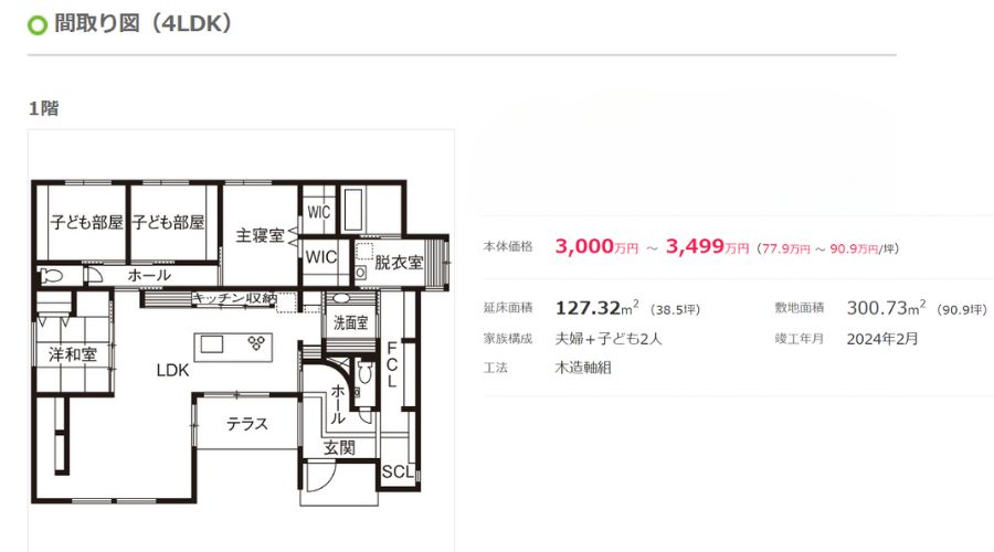 タマホームの平屋間取り図