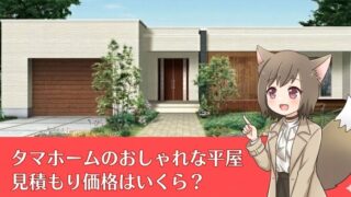 タマホームの平屋の見積もり価格を解説。ガレージ付きのおしゃれな平屋の外観イメージ