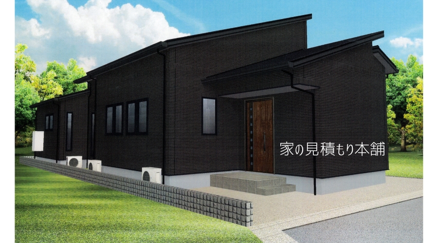 一条工務店の外観デザイン事例。黒いタイル調の外壁と木目調の玄関ドアが特徴的なモダンな注文住宅。平屋を検討中の方に人気の高い「私の一条スタイル」の紹介。